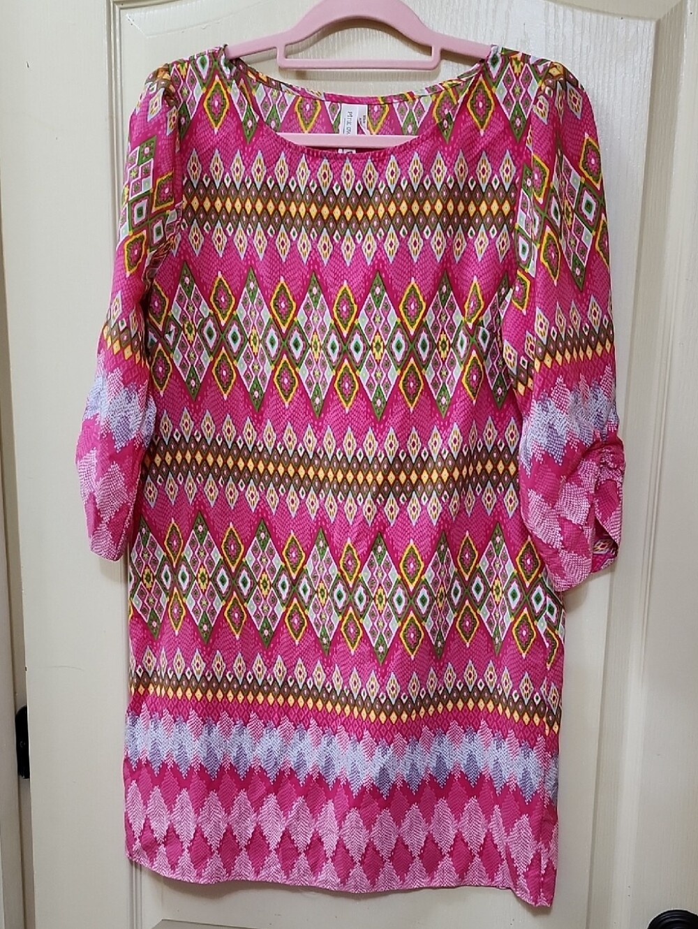 PINK OWL GEOMETRIC PRINT SHIFT DRESS